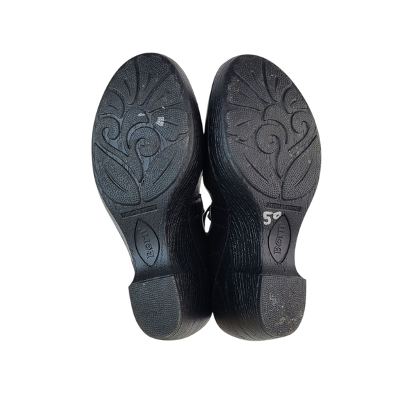 Born Black Leather Mary Jane Cross Strap Wedges Women's Size 7.5 - Picture 13 of 14